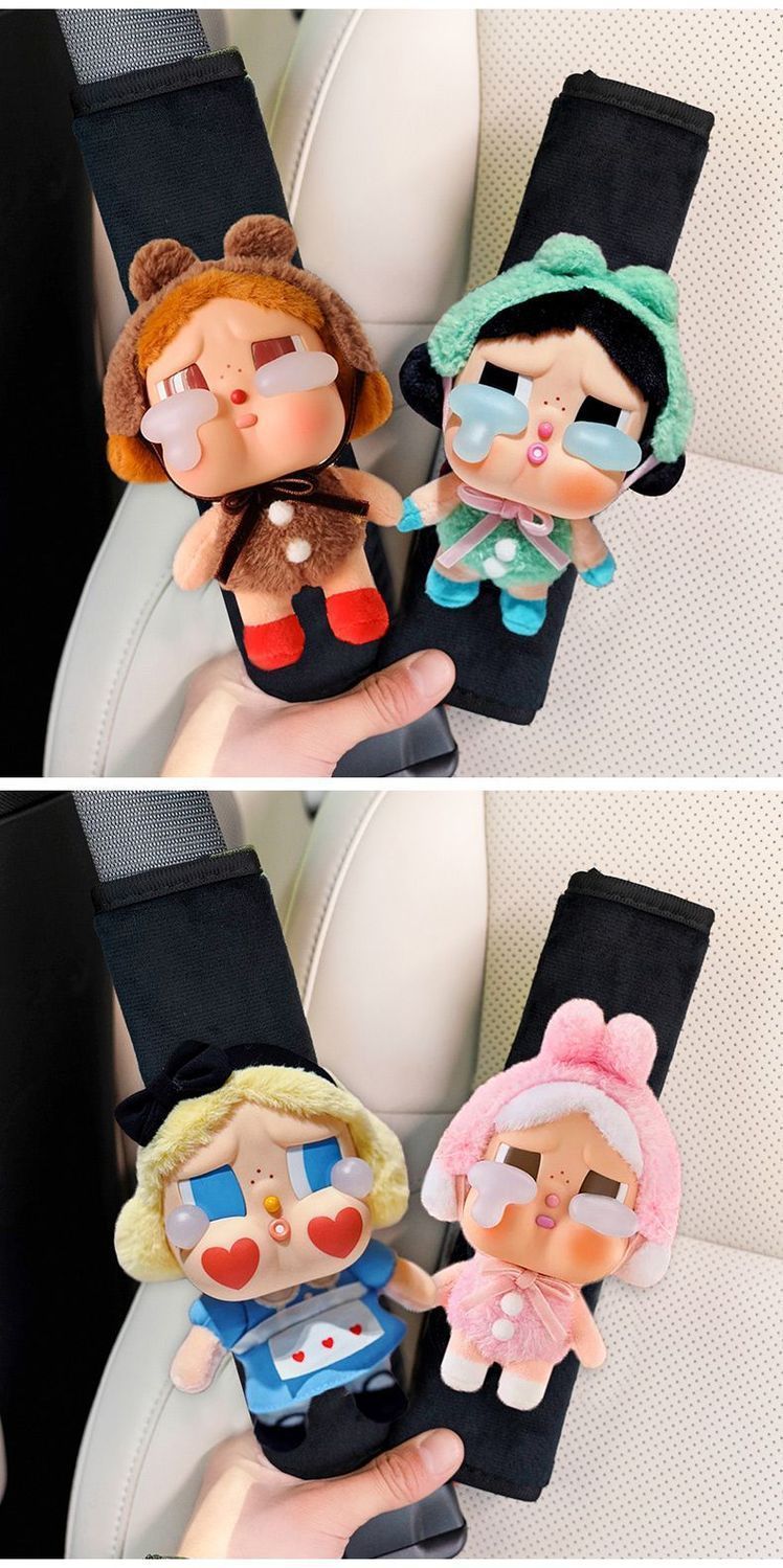 Crying Baby Car Seatbelt Shoulder Pad Cute Plush Doll Women's Special Car Interior Anti-Strangling Shoulder Strap Protector