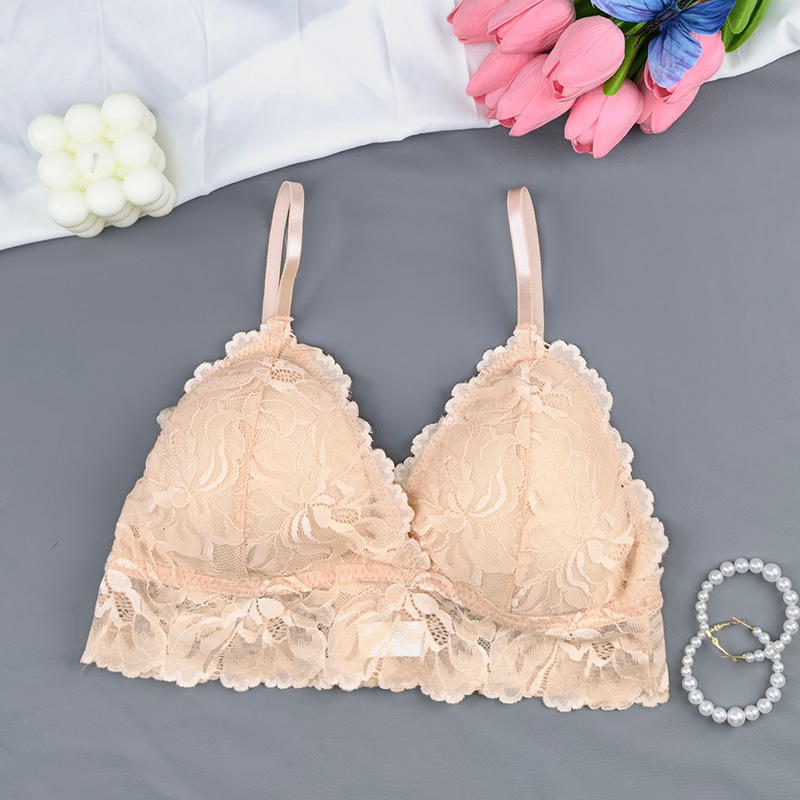 Transfronterizos Europa y América ropa interior de encaje de mujer sujetador de pecho pequeño sin anillo de acero ropa interior de pecho grande mostrando sujetador pequeño ropa interior de niñas delgada