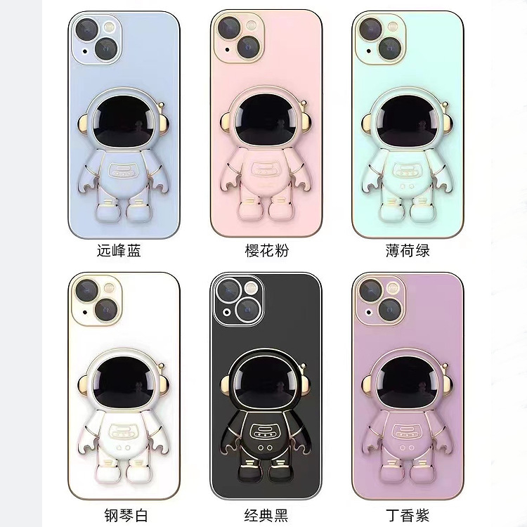Personalized Creative Astronaut Spaceman Bracket Invisible Push-Pull Desktop Chasing Play Lazy People Internet Celebrated Electroplated Mobile Phone Bracket