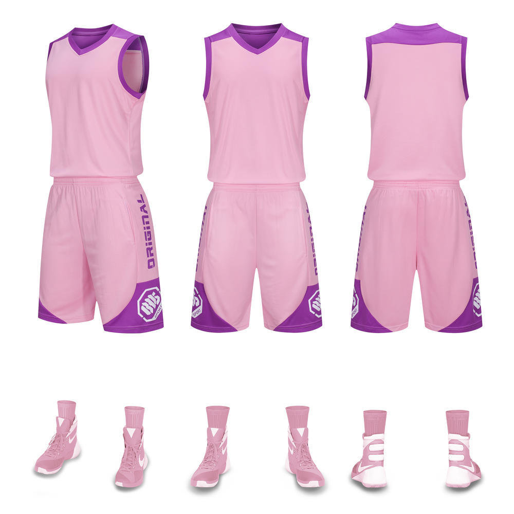 El juego de ropa de baloncesto se utiliza para el campamento de entrenamiento, ropa de balón transpirable de secado rápido para adultos y niños, la misma camiseta puede imprimir logotipo.