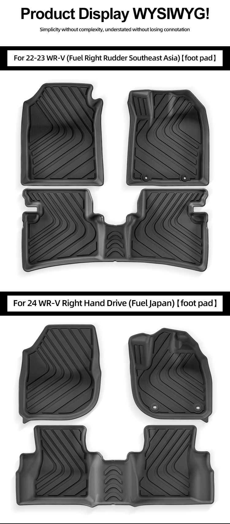 Suitable for 22-24 Honda Wr-V Car Floor Mats, Special Car-Specific All-Inclusive Tpe Floor Mats, Trunk Mats, Cross-Border