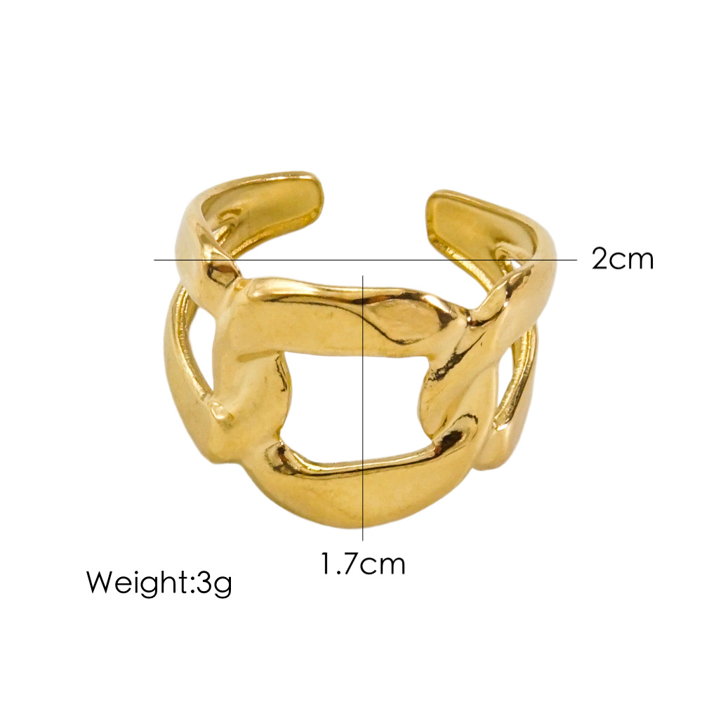 Adjustable Ring Size 1 Piece Quantity PVD Coated 14K Gold Real Gold Plated Geometric Letter Flower 304 Stainless Steel Basic Simple Style Waterproof Non Tarnish Open Rings