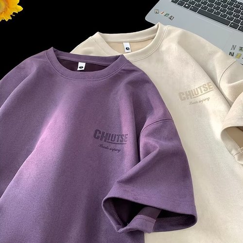 Premium-Style Short-Sleeve T-Shirt for Men, Trendy Brand, Summer American-Style High-Street Look, Loose Fit, Graffiti Design, Casual Top