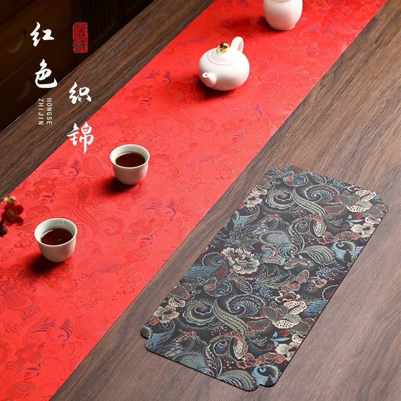 Красная парча двухсторонний водонепроницаемый чайный стол