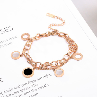 Double Layer Chain Link Bracelet For Women In Titanium Steel_voghion.com