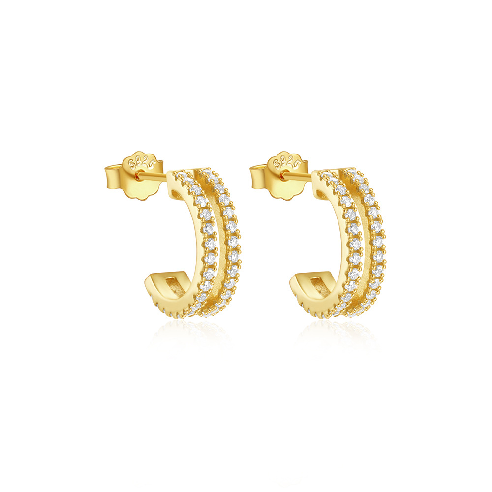 Women's Gender 1 Pair 925 Sterling Silver Pearl Zircon Geometric Ear Studs