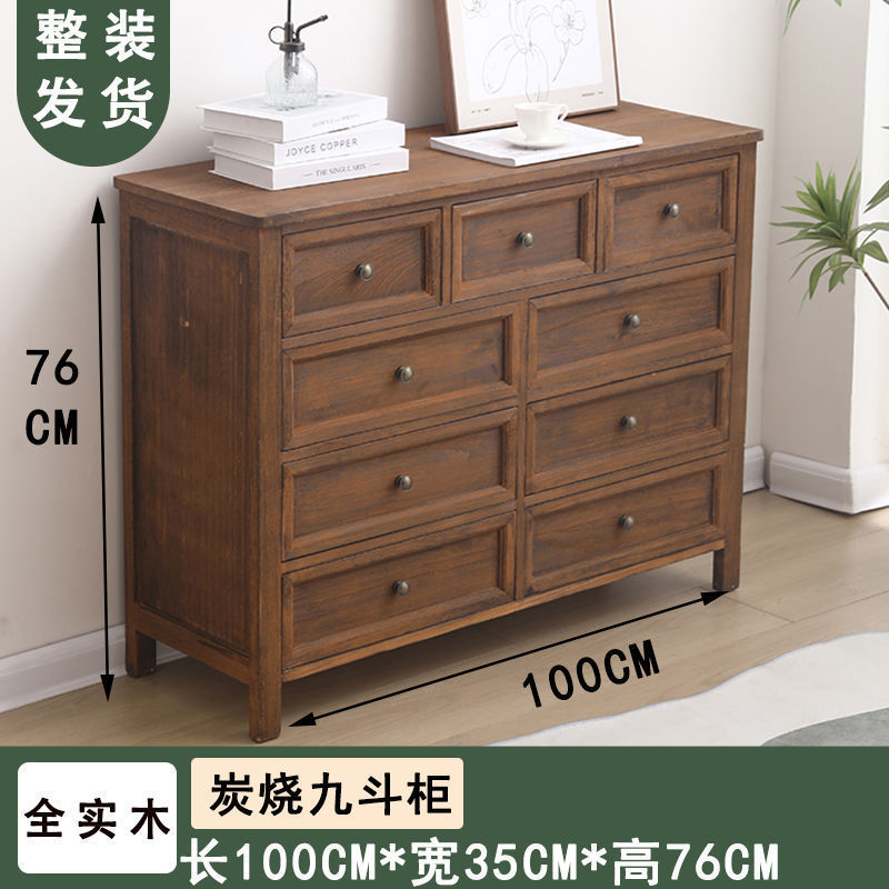 斗戸棚実木収納棚家庭用寝室多層ロッカー客間壁五斗戸棚現代シンプル引き出し戸棚|undefined