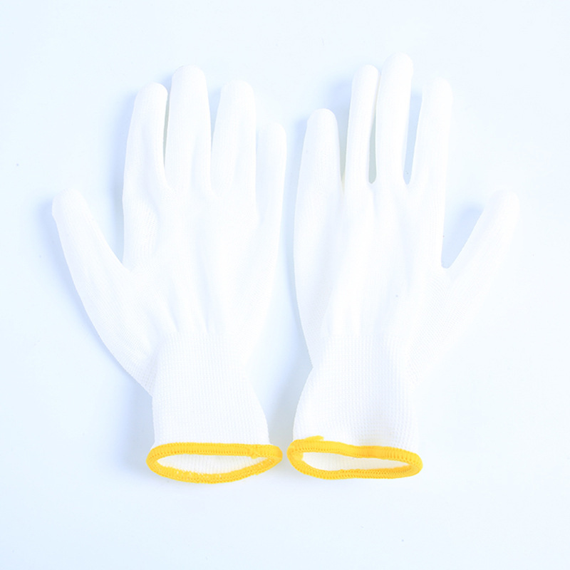 波纹防静电防滑工厂手套纯色手套尼龙PU涂掌手套工作劳保防护手套