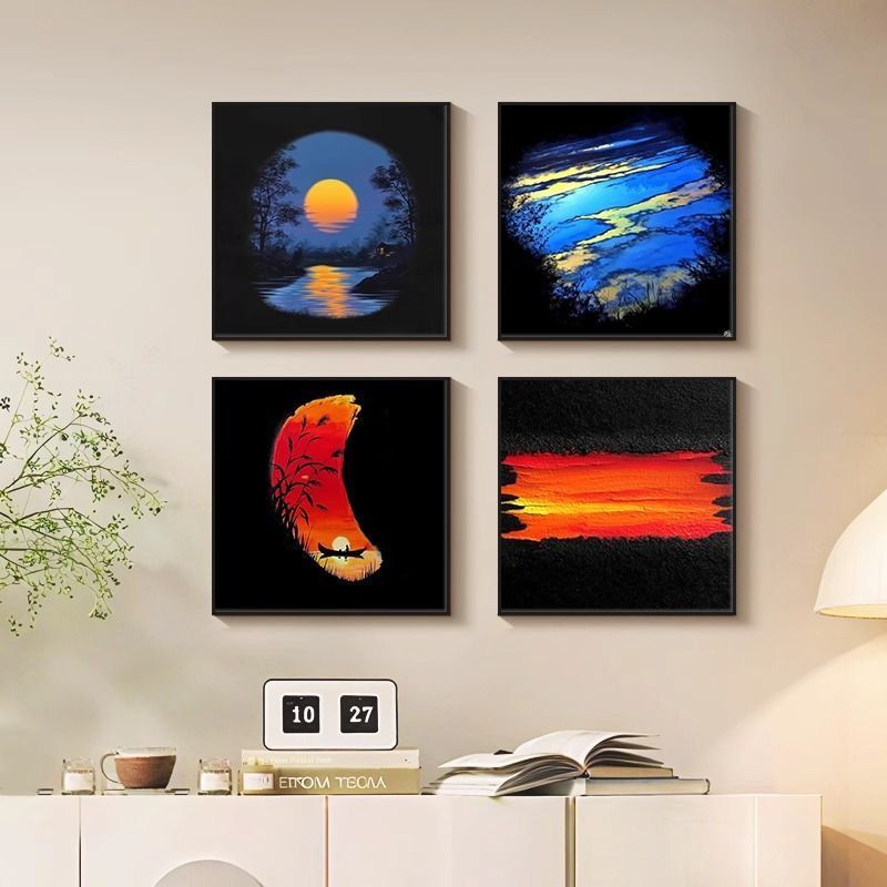 Modern Minimalist Ins-Style Living Room Background Wall Decorations Frameless Painting Sunset Glow Bedroom Entrance Hallway Wall Art Modern Minimalist Ins-Style Living Room Background Wall Decorations Frameless Painting Sunset Glow Bedroom Entrance Hallway Wall Art