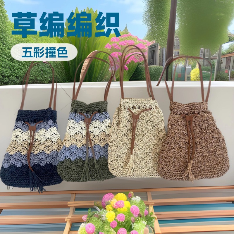 厂家批发呛口森系手工草编包藤编女包辣椒同款编织包单肩沙滩包