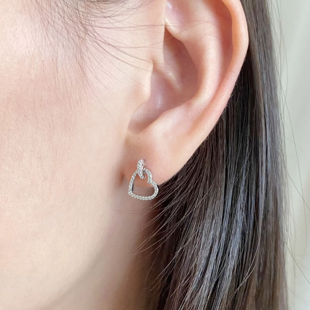 5g Weight Zircon Inlay Material Drop Earrings Classification 1 Pair Quantity 1 Pair Fashion Heart Shape Sterling Silver Plating Zircon Drop Earrings