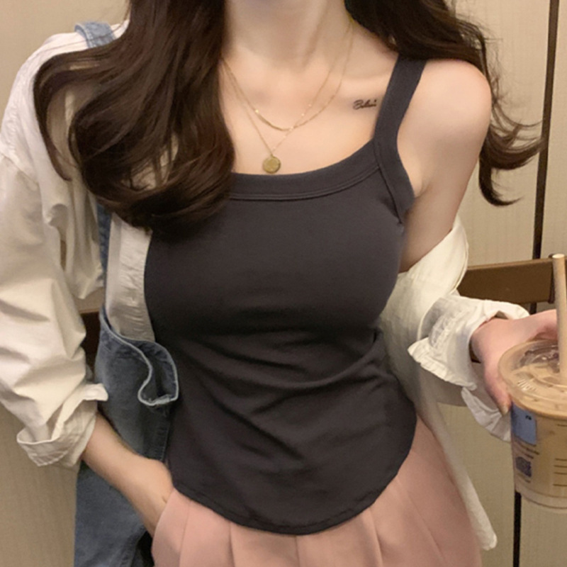 純欲ギャル純綿ストラップ美背ベスト一体式胸パッド付き|undefined