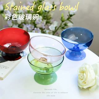 新款彩色玻璃碗水果沙拉碗汤碗餐具家用耐高温泡面高颜值饭碗餐碗