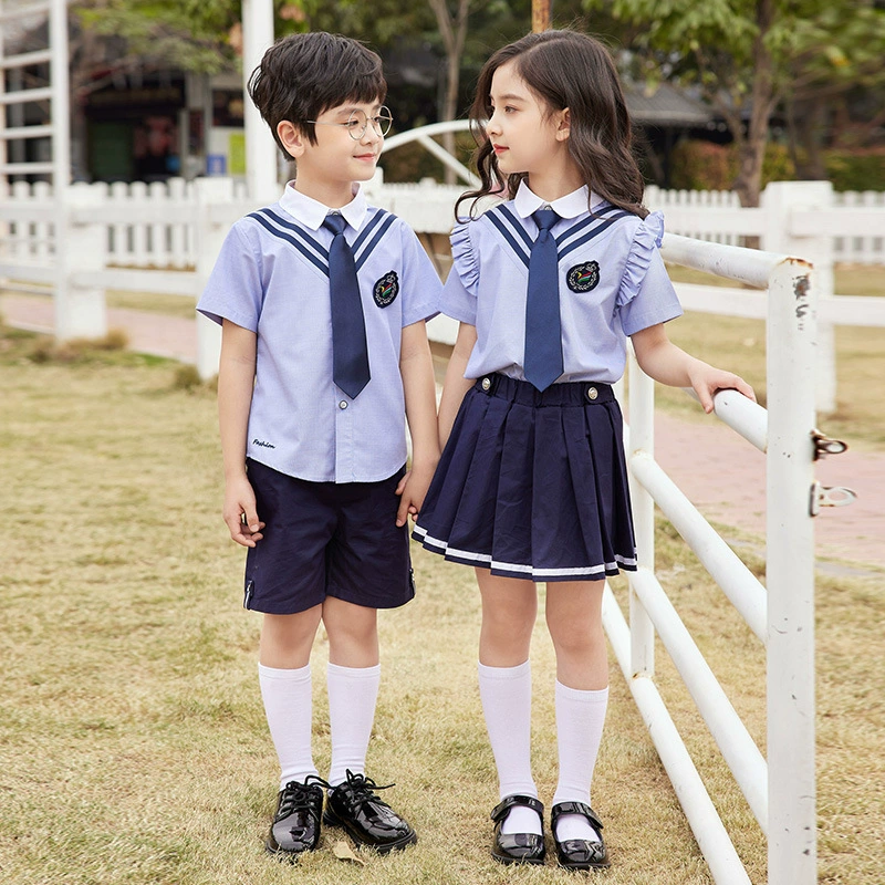 Summer children's uniform for students, set for kindergarten, British style