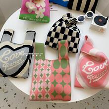 编织包新款ins网红编织包女针织毛线针织包托特包盒针织袋大容量