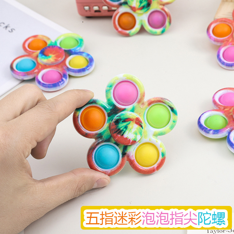 Camuflaje de cinco dedos, música de burbujas, dedos giratorios, giroscopio, presión, descompresión, juguetes transfronterizos de silicona para niños al por mayor
