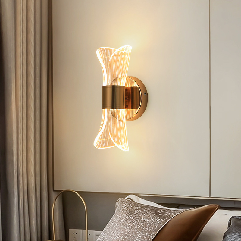 lámpara de pared nórdica LED lámpara de dormitorio moderna minimalista creativa escalera lámpara de pasillo fluorescente ambiente sala de estar lámpara de cabecera