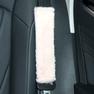 Car Interior, Seat belt shoulder pad - beige-short-velvet-imitation-rabbit-fur-shoulder-pads-bulk