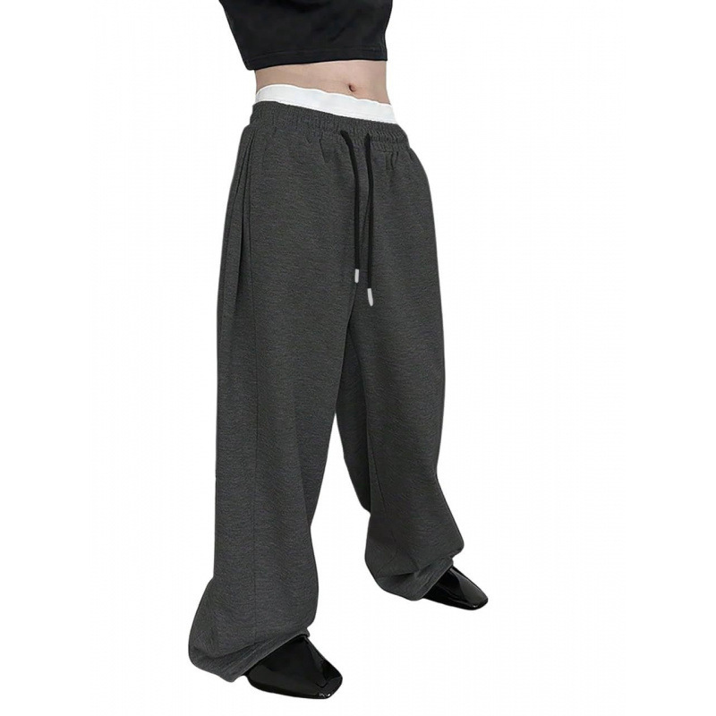 2025 ヨーロッパとアメリカの Amazon tk メンズ スウェットパンツ ウエスト巾着 ストレート ワイドレッグ ルーズ パンツ スポーツ パンツ ポケット付き|undefined