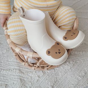 Children's Rain Boots, Small and Medium-Sized Children's Rain Boots, Cartoon Bear Kindergarten Baby Lightweight Non-Slip Water Shoes