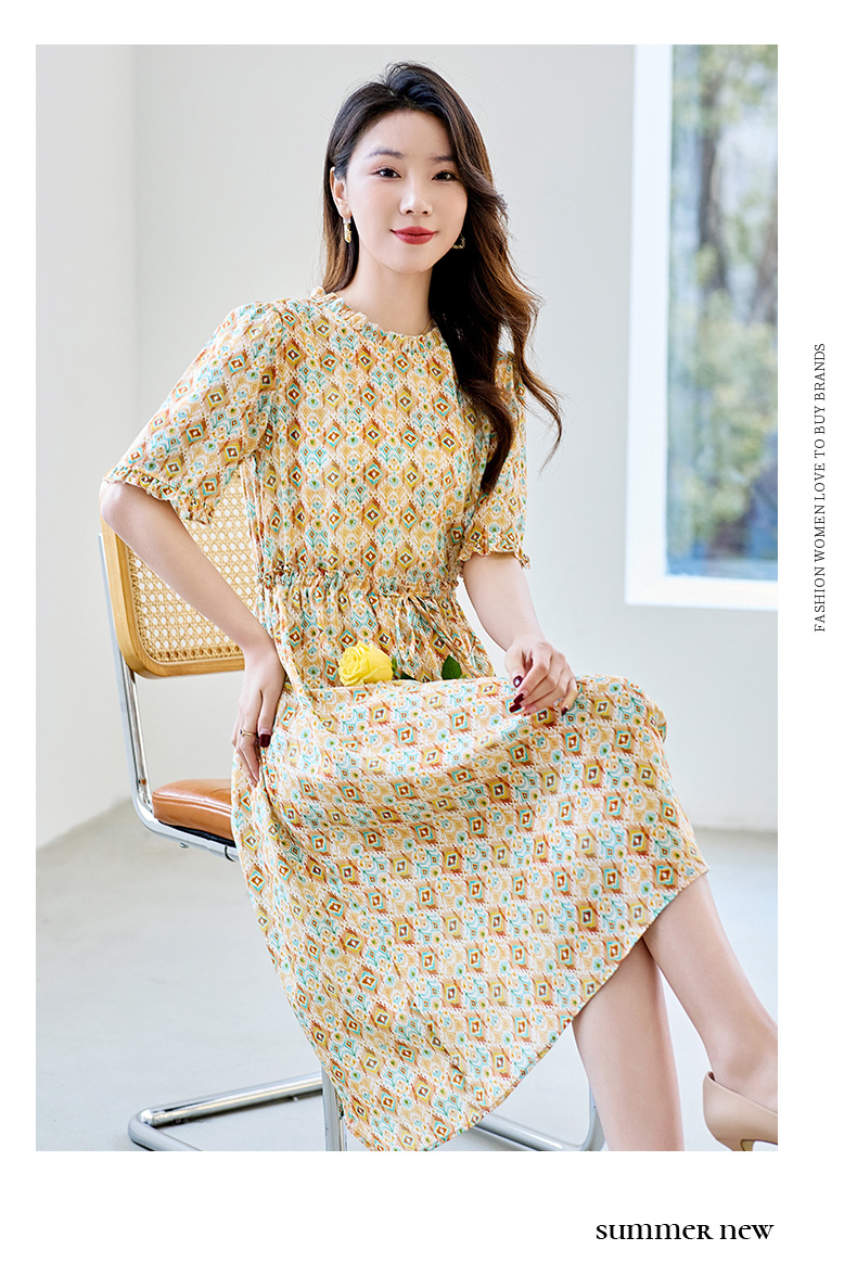C7445 3280K VÁY ĐẦM LIỀN THÂN NỮ HANTDNG NGẮN TAY MÙA HÈ HỌA TIẾT HOA THỜI TRANG NỮ LỤA TƠ TẰM G06 SẢN PHẨM MỚI