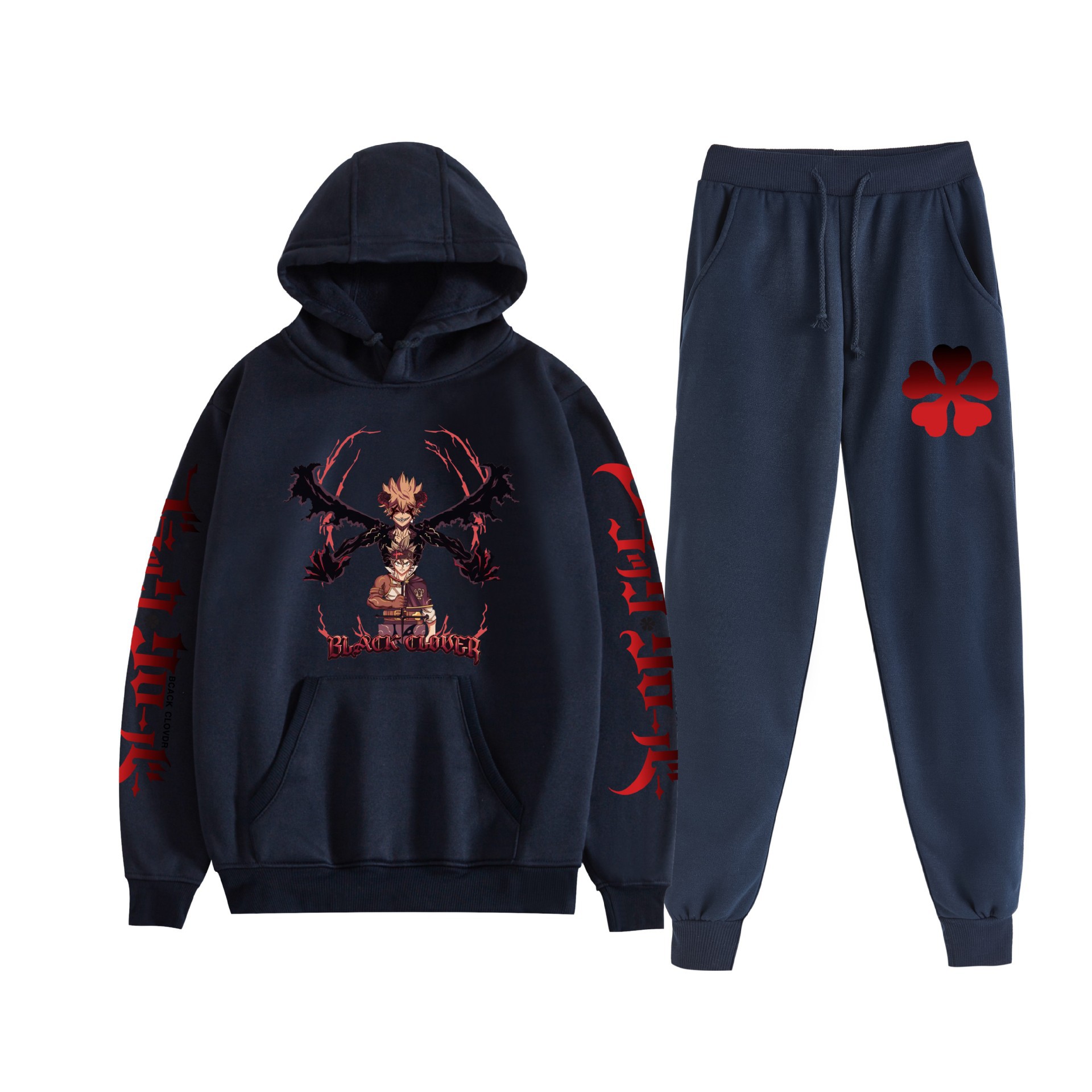 Comercio exterior nuevo estilo riman black trébol de cuatro hojas-Black Clover suéter con capucha corsés traje de dos piezas