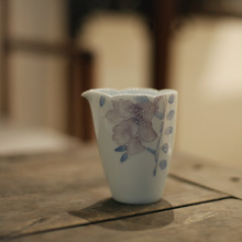 批发|宋青书院|《百合花》手绘粉彩茶具盖碗 公道杯 景德镇文人茶