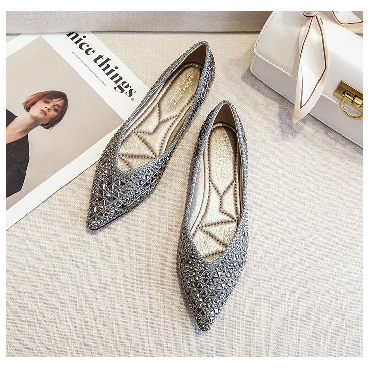 Women's Elegant Solid Color Rhinestone Point Toe Flats display picture 5