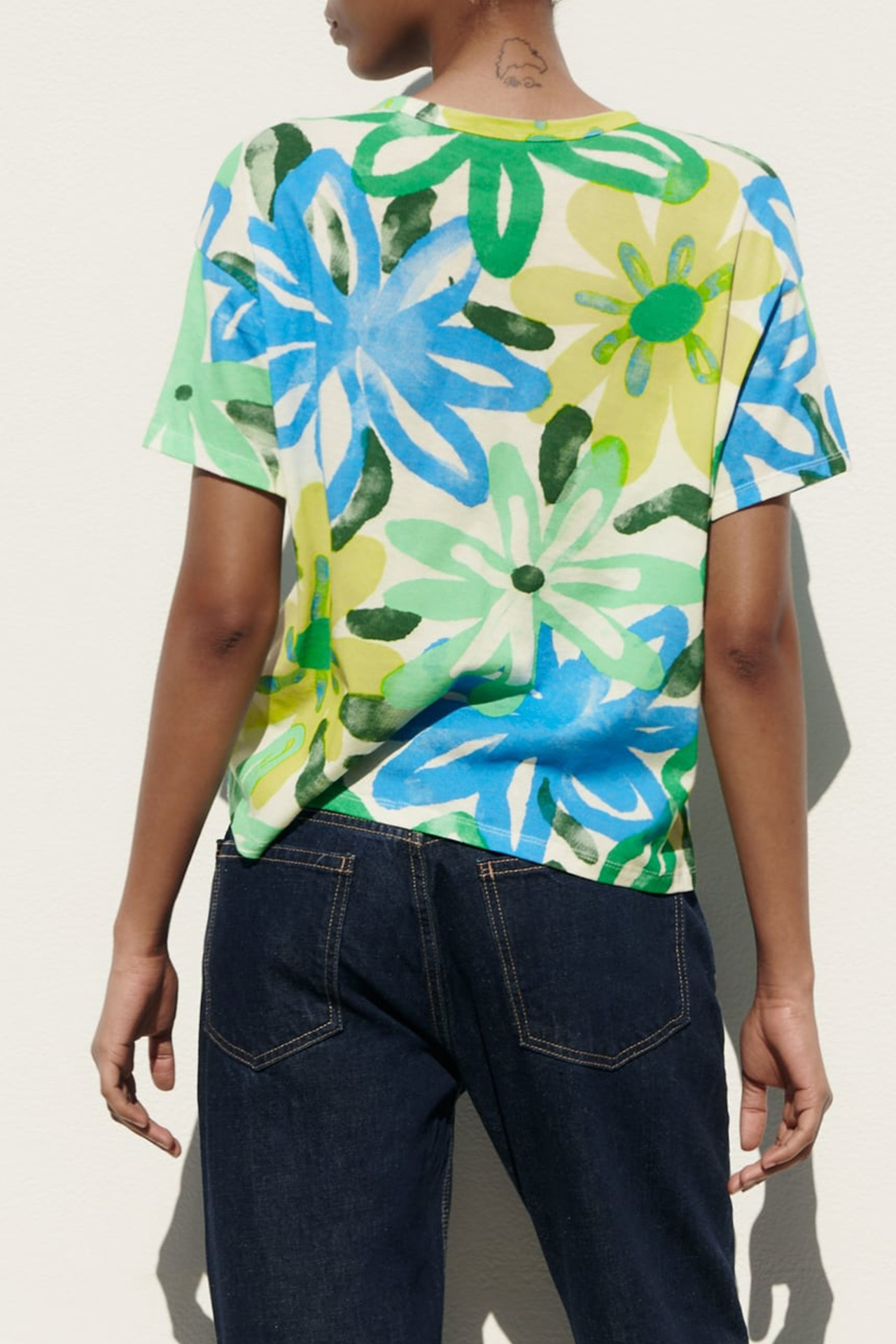 Women Colorful Printed Casual T shirt round Neck Loose Simple Seaside Vacation Short Sleeve Top