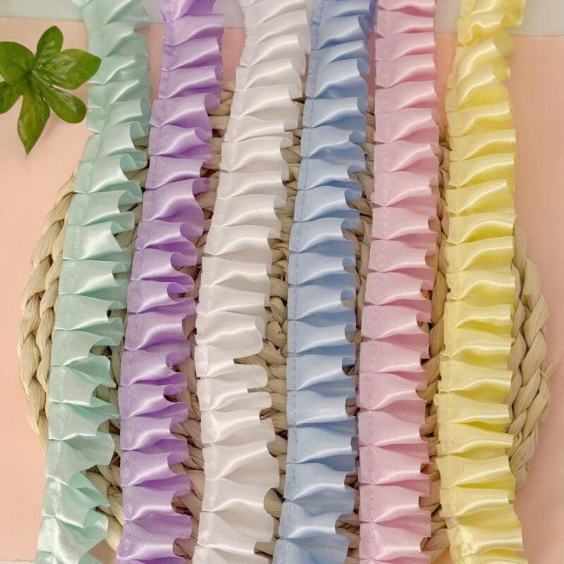 Spot 2.5cm Lotus Leaf Pleated Lace Accessories Bar Support Handmade DIY Accessories Single-Sided Encrypted Lace