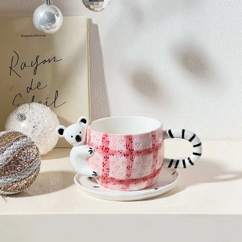 South Korea exports cartoon ceramic cup set for home drinking cup, good-looking girl's breakfast cup, afternoon tea cup