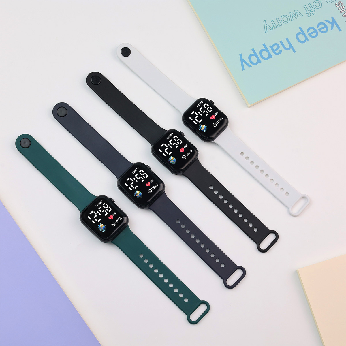 新款现货Y1地球款LED手表简约方形防水数字户外运动学生电子手表