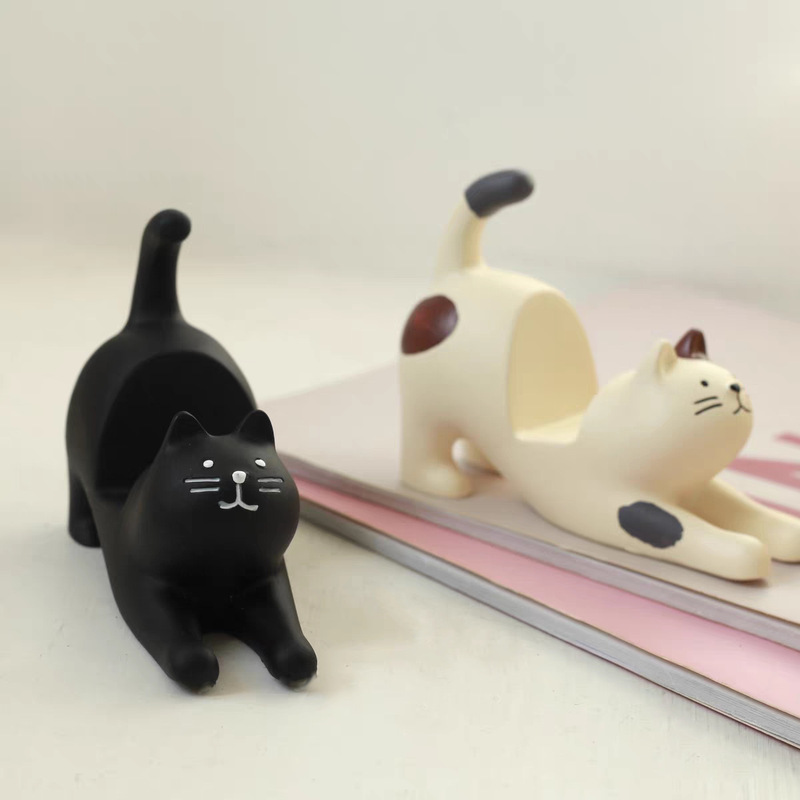 猫咪手机支架横放平板ipad创意潮玩追剧懒人手机座树脂工艺品摆件|undefined