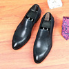 Loafers English style, retro casual footwear, trend classic suit pointy toe, genuine leather