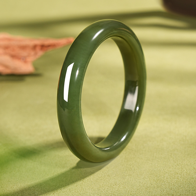 천연 헤티안 제이드 팔찌 옐로우 재스퍼 레이크 그린 플랫 라운드 제이드 팔찌 여성용 팔찌 보석 선물