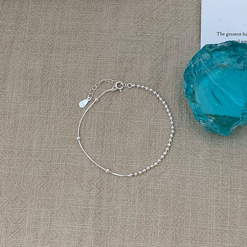 Silver 925 Pearl Bracelet, Minimal Beaded Design, Adjustable 12 cm