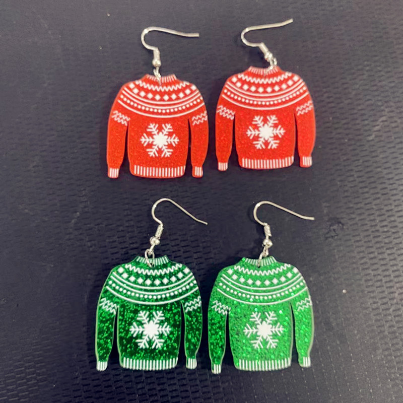 1 Pair Fashion Snowflake Printing Arylic Drop Earrings display picture 3