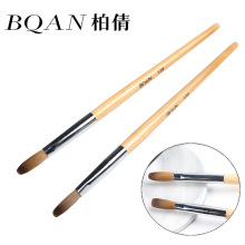 工厂美甲笔批发木杆水晶笔卷曲刷扁平刷水晶粉水晶液貂毛美甲笔刷