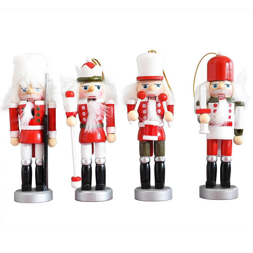 Tráfico fronterizo de madera cascanueces soldados adornos 13cm set tetra dopamina colgante árbol de Navidad hogar marionetas rey