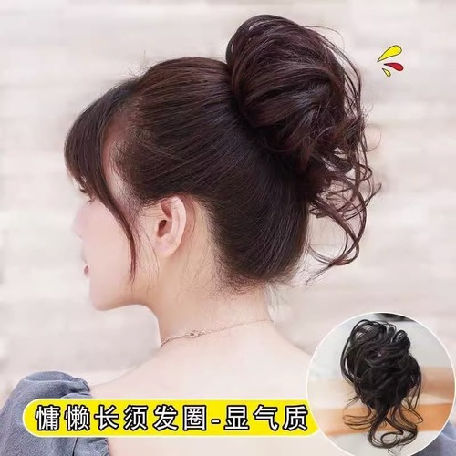 Wig fluffy ball head curly hair ring bud head lazy style artificial hair long beard chicken tail hair ring factory wholesale