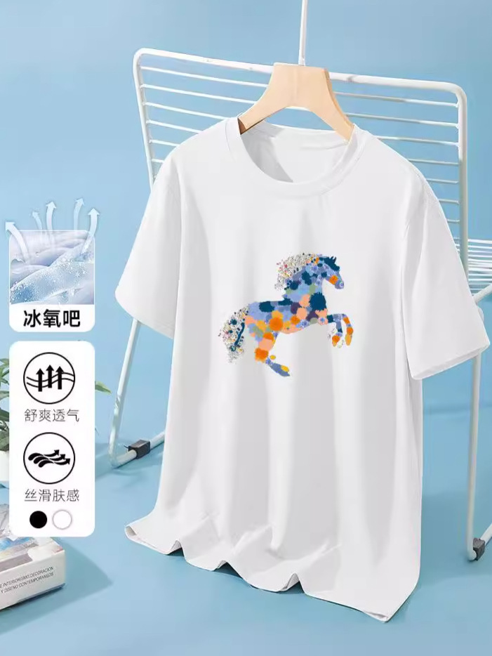 Camiseta de manga corta estilo Hong Kong de verano camiseta de manga corta para mujer