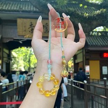 杭州灵隐黄水晶包包车载挂件醒狮车内吊坠钥匙扣龙车挂平安车饰品