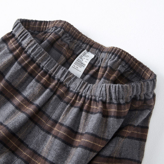 Japanese Unprinted Plus Thick Cotton Flannel Home Wear Cotton Sanding Plaid Pajamas Velvet Warm suit