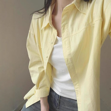 纯棉纯色衬衫女式外穿春夏宽松休闲显瘦百搭叠穿防晒衬衣上衣外套