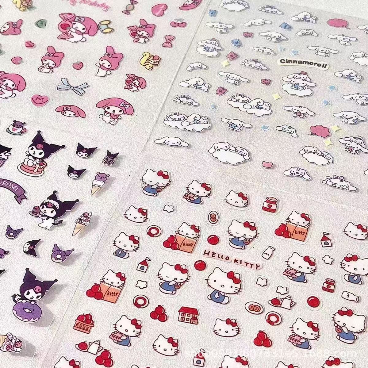 Japanese-Style Cartoon Transparent Sanrio Stickers DIY Mixed Journal High-Value Material Small Stickers Decorative Waterproof Stickers