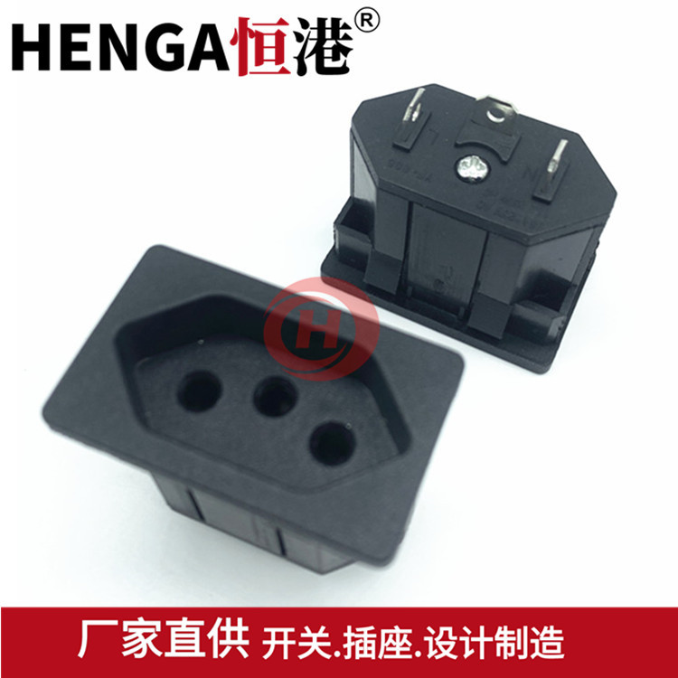 巴西插座 10A250VAC瑞士电源插座 卡式嵌入式PDU排插专用巴西母座