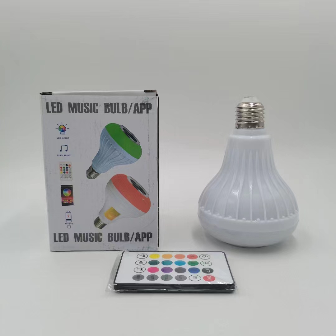 Bombilla LED Bluetooth con música, control remoto, USB y tarjeta TF, luz RGB y blanca para ambiente y escenario