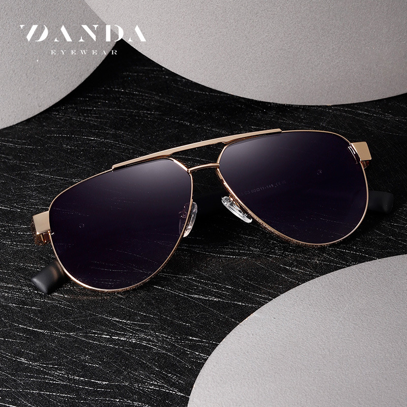 Espejo de sapo de moda clásica S15105 protector solar para hombres al aire libre Gafas de sol polarizadas de metal Gafas de sol de conducción de doble viga