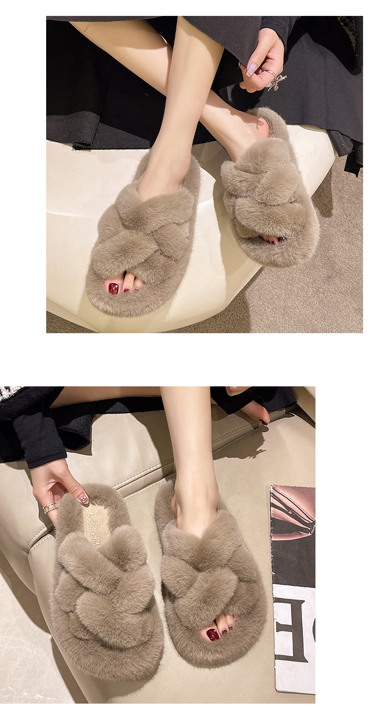 Una grande generazione di capelli, intrecci di pasta fritta, pantofole di peluche comode con suola spessa interna, pantofole di peluche in cotone_voghion.com