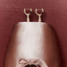 欧美跨境18K金微镶锆石耳环踮起脚尖耳扣水滴轻奢珠宝亚马逊耳饰